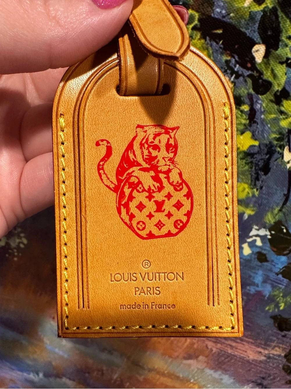 Louis Vuitton Year of the Tiger Hot Stamp Vachetta Luggage Tag Made in France